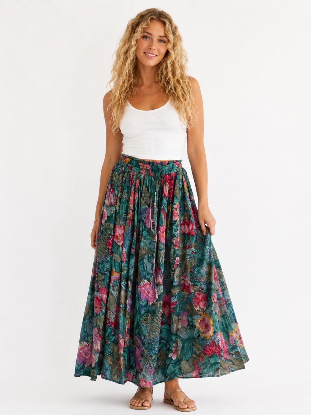 Vintage Floral Maxi Skirt Size Small Zashi Boho Gypsy Peasant Cotton